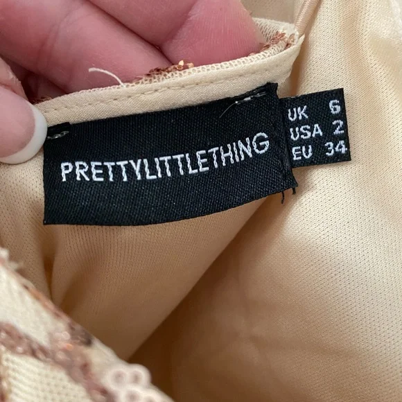 Pretty Little thing sequence gold dress! Size 2 - Picture 6 of 12